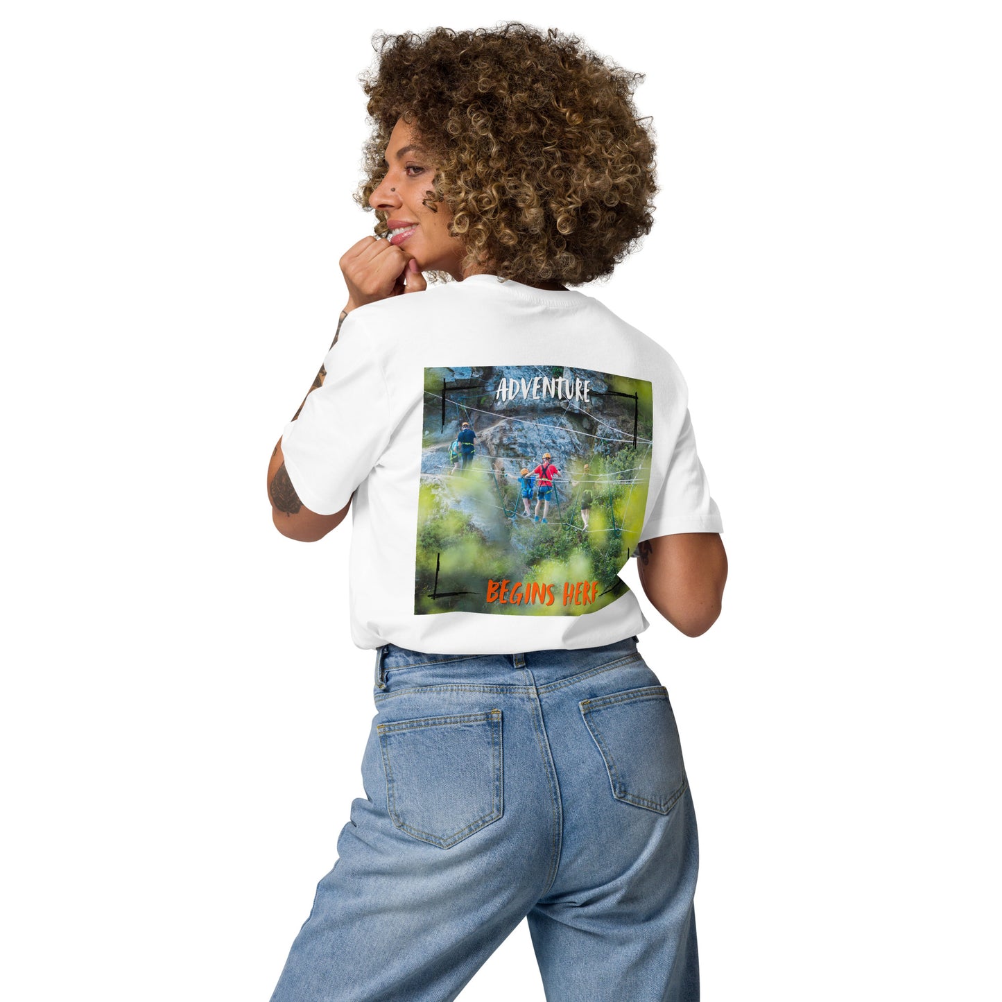Adventure Begins Here – Via Ferrata Climbing Print (White, Organic Cotton)
