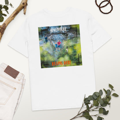 Adventure Begins Here – Via Ferrata Climbing Print (White, Organic Cotton)