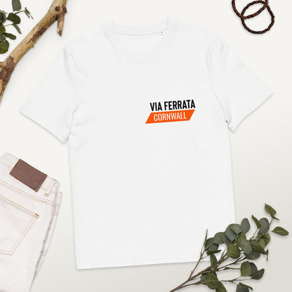 Adventure Begins Here – Via Ferrata Climbing Print (White, Organic Cotton)
